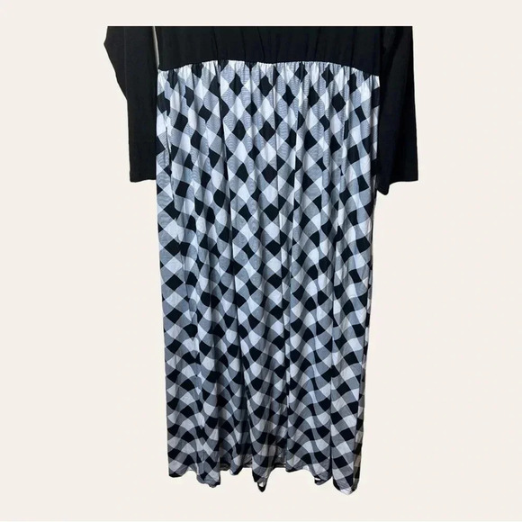 1082. MEROKEETY FASHION MAXI DRESS WITH LONG SLEEVES SIZE 2XL BLACK/WHITE - Picture 9 of 9